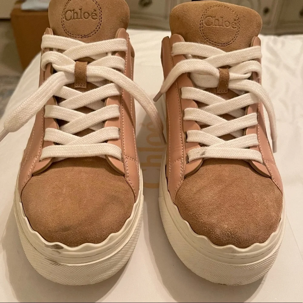 Chloé Pink Suede & Leather Low-Top Sneakers - Picture 5 of 6